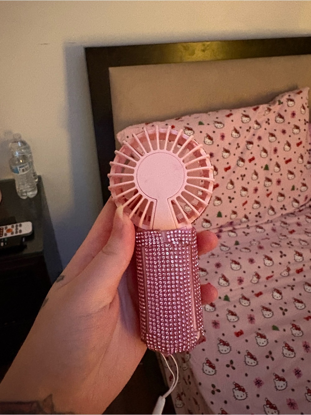 Pink Rhinestone Handheld Mini Fan - Picture 3 of 3